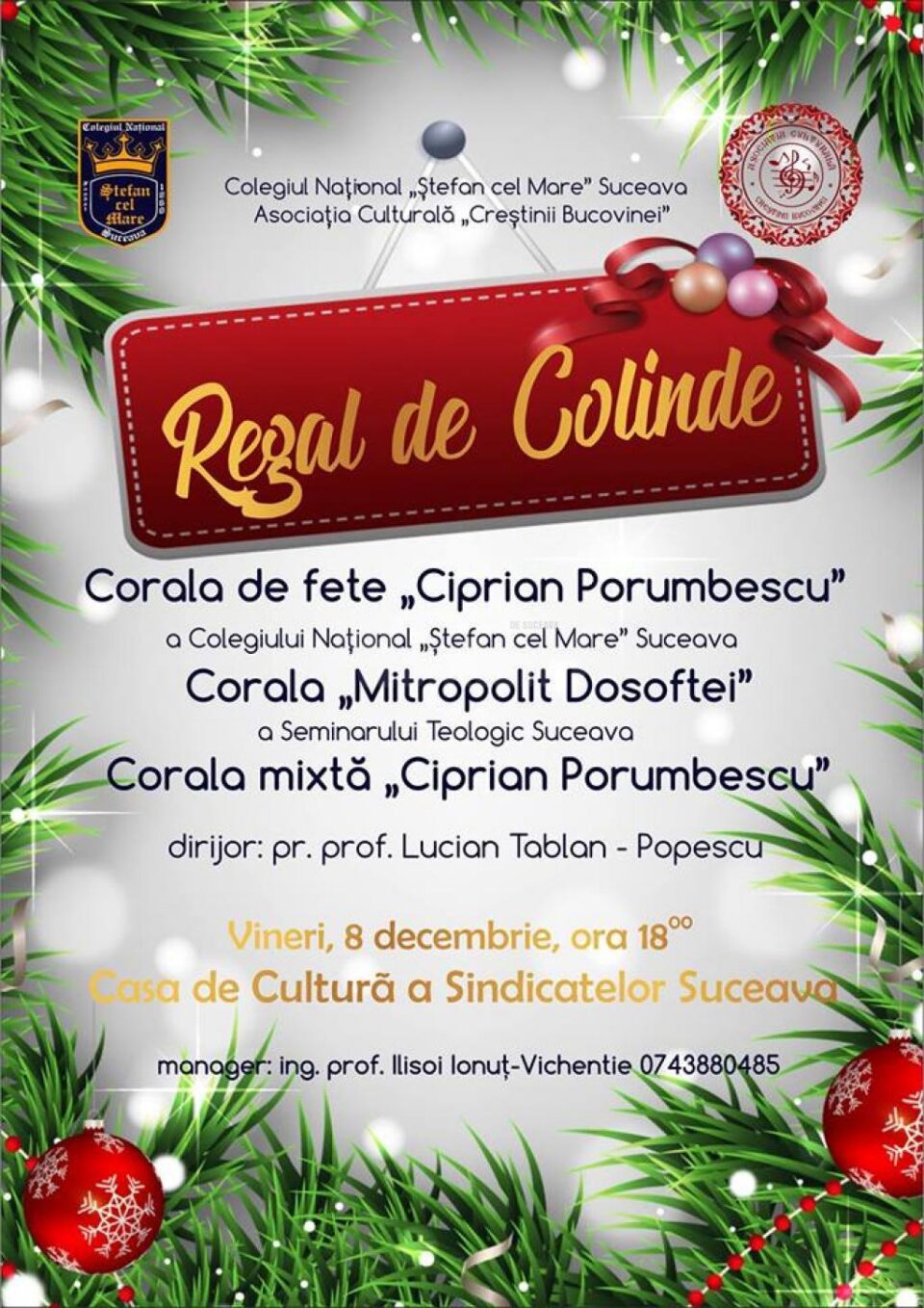 Regal de colinde, vineri, la Casa de Cultură a Sindicatelor Suceava