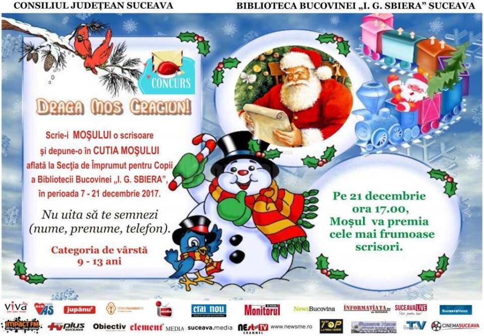 Concursul "Scrisoare către Moș Crăciun", la Biblioteca Bucovinei