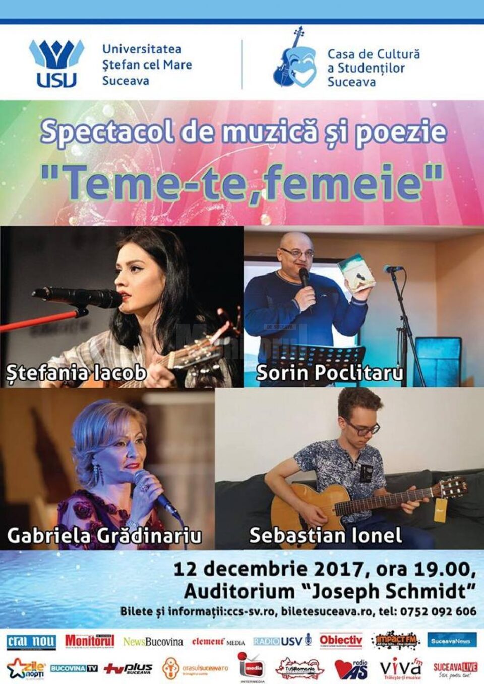 Spectacol de muzică și poezie, cu Ștefania Iacob și Sorin Poclitaru