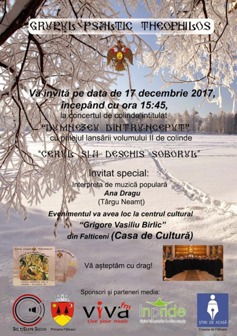 Concert de colinde "Dumnezeu dintru-nceput" și lansare de CD, la Fălticeni
