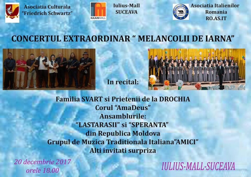 Concertul extraordinar „Melancolii de iarnă”, miercuri, la Iulius Mall Suceava