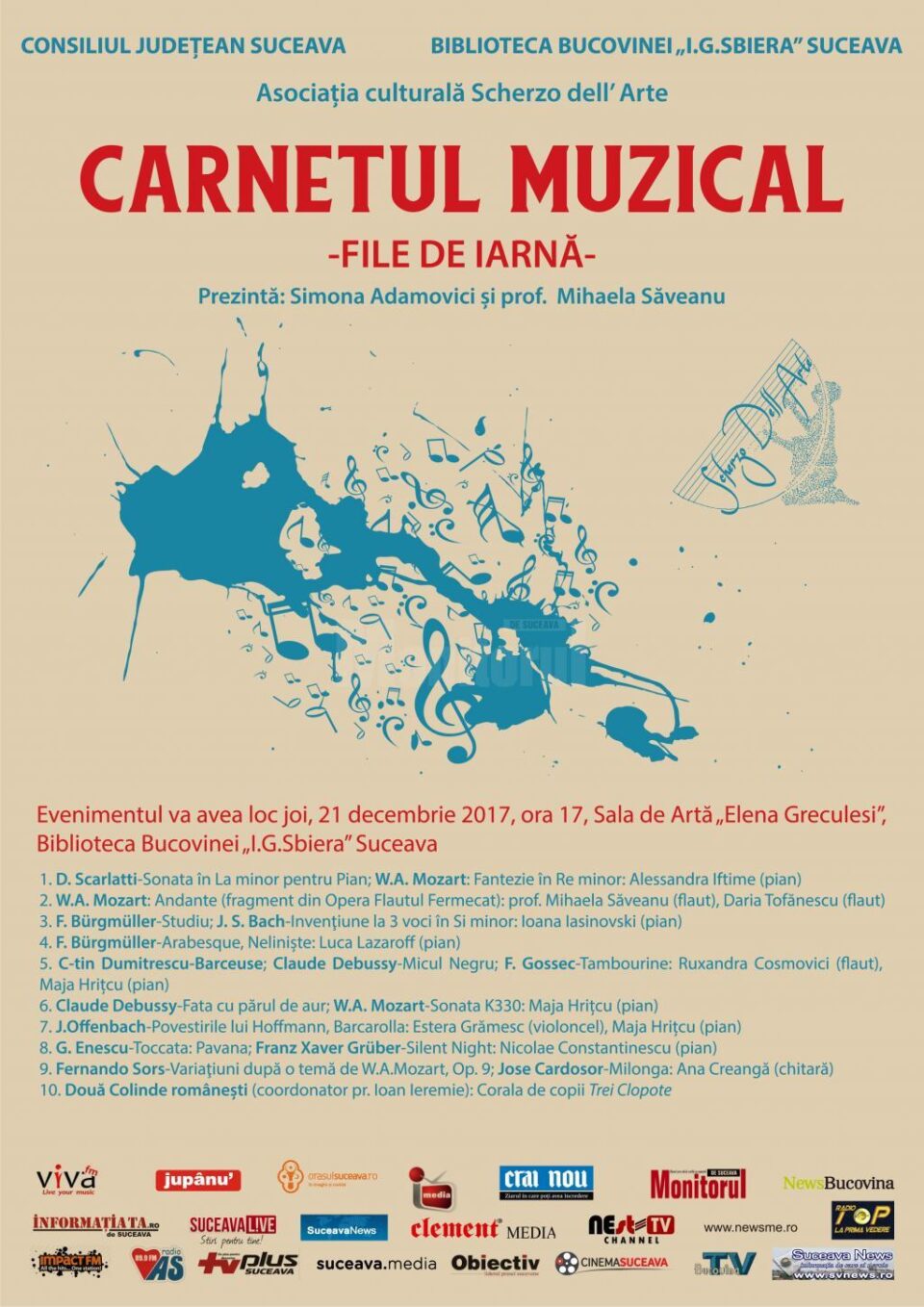 "Carnetul Muzical", File de Iarnă, la Biblioteca Bucovinei ''I.G. Sbiera '' Suceava