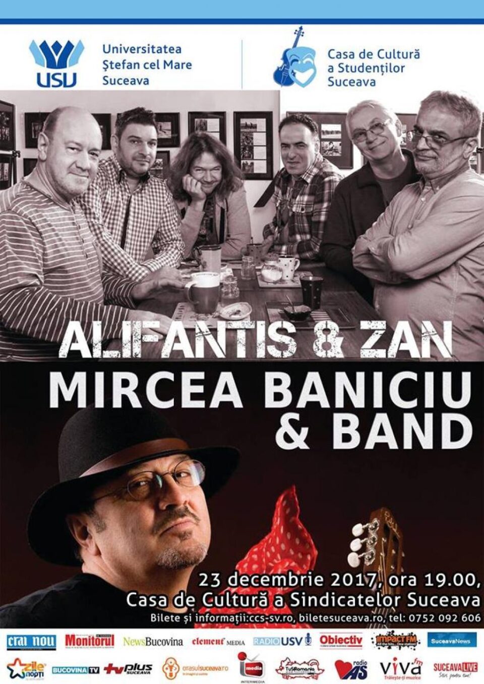 Mircea Baniciu și Nicu Alifantis concertează, sâmbătă, la Suceava