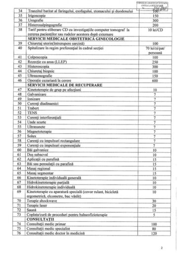 Tarifele pentru serviciile medicale la cerere, în Spitalul de Urgență Suceava