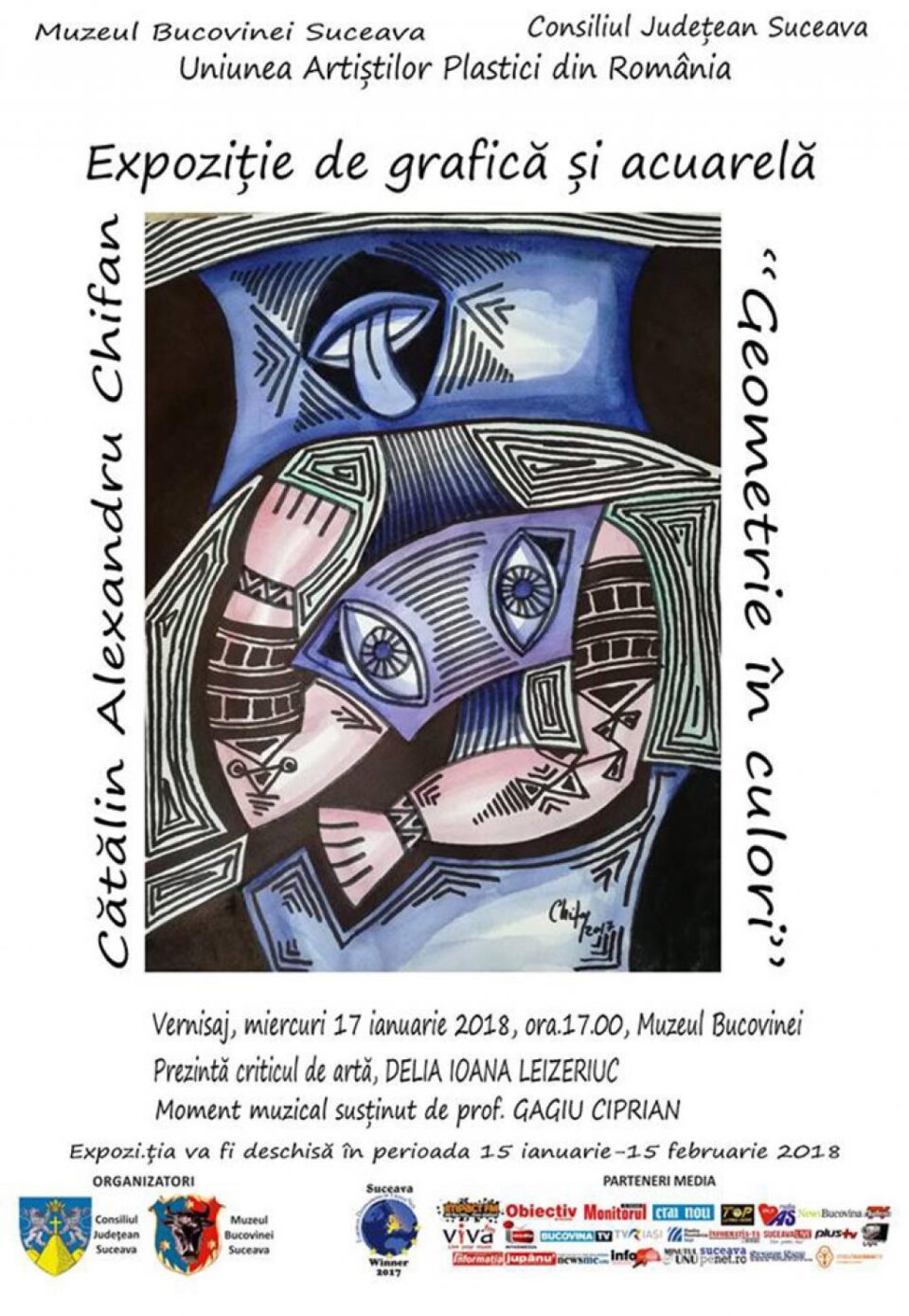 „Geometrie în culori”, expoziție de grafică și acuarelă semnată de artistul Cătălin Alexandru Chifan