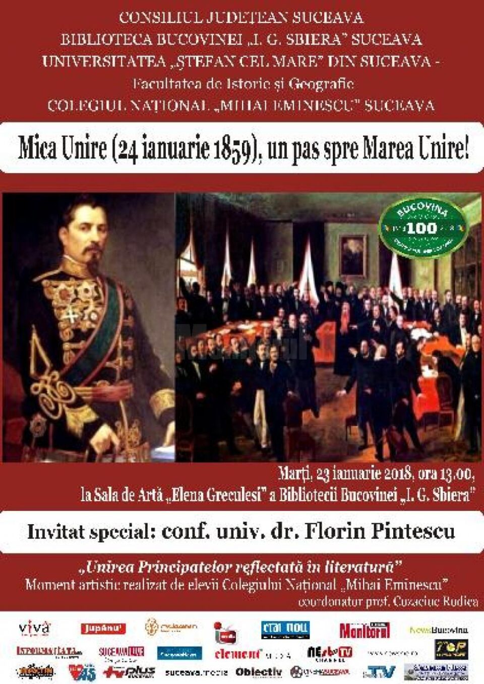 ”Mica Unire (24 ianuarie 1859), un pas spre Marea Unire!", acțiune la Biblioteca Bucovinei