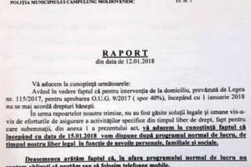 Raportul semnat de polițiștii judiciariști de la Câmpulung Moldovenesc