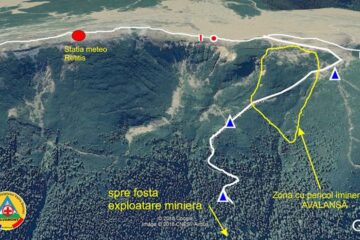 Reprezentarea grafică a zonei unde pericolul de avalanșă este iminent