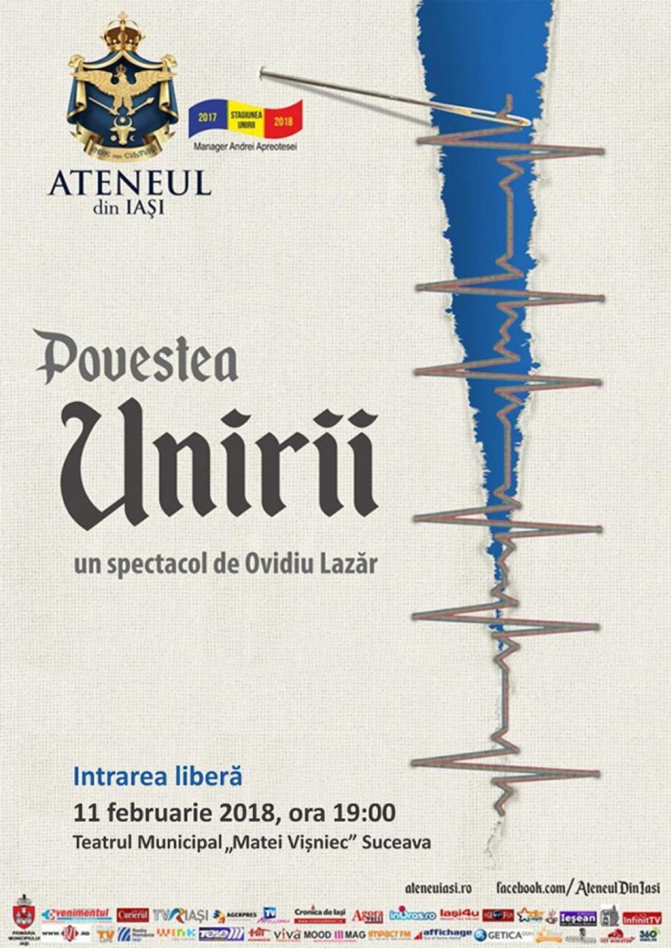 „Povestea Unirii”, plină de emoție, de farmec și de adevăr, pe scena Teatrului Municipal „Matei Vișniec” Suceava