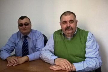 Liderii de sindicat Vasile Grumăzescu și Constantin Mandache