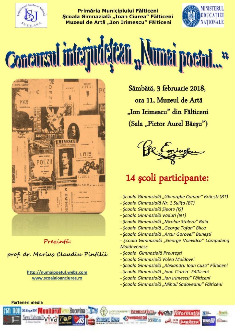 Concursul interjudețean „Numai poetul...”, sâmbătă, la Fălticeni