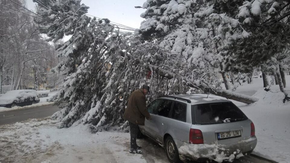 Un șofer norocos, ieri dimineață, în zona centrală a Sucevei