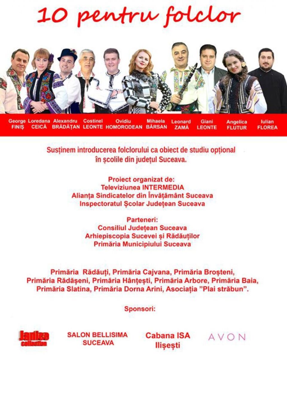 Proiectul ”10 pentru folclor”, ediția a III-a, debutează astăzi la Colegiul Național „Mihai Eminescu" Suceava