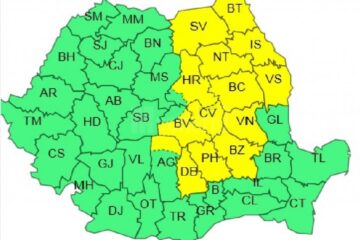 Harta judetelor afectate de atentionarea meteo