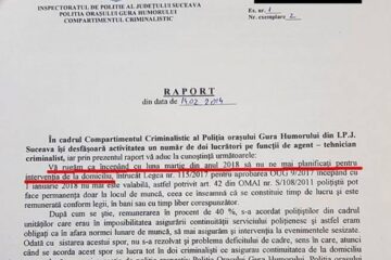 Polițiștii criminaliști de la Gura Humorului au anunțat în scris că nu mai vor să asigure permanența