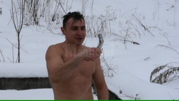 Ștefan Gireadă a pescuit la copcă, însă nu cu undița ci scufundându-se în apă
