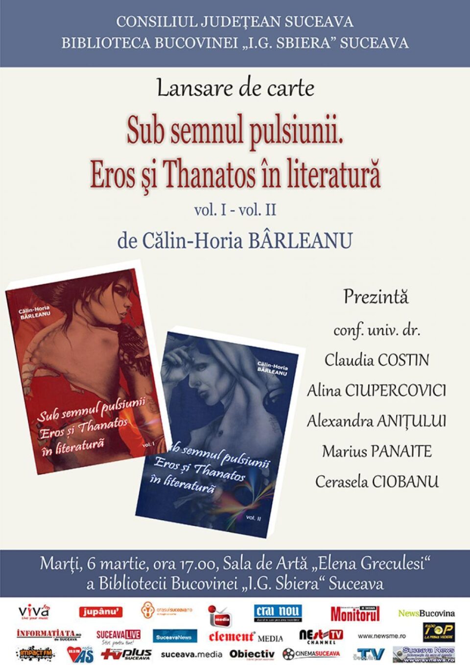 Lansare de carte, la Sala de Artă ”Elena Greculesi”