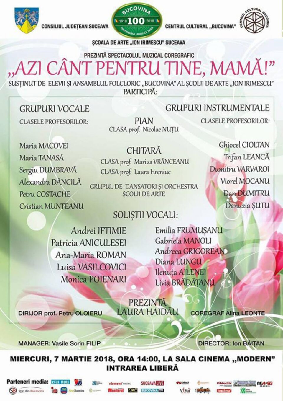„Azi cânt pentru tine, mamă!”, spectacol muzical-coregrafic la sala Cinema Modern