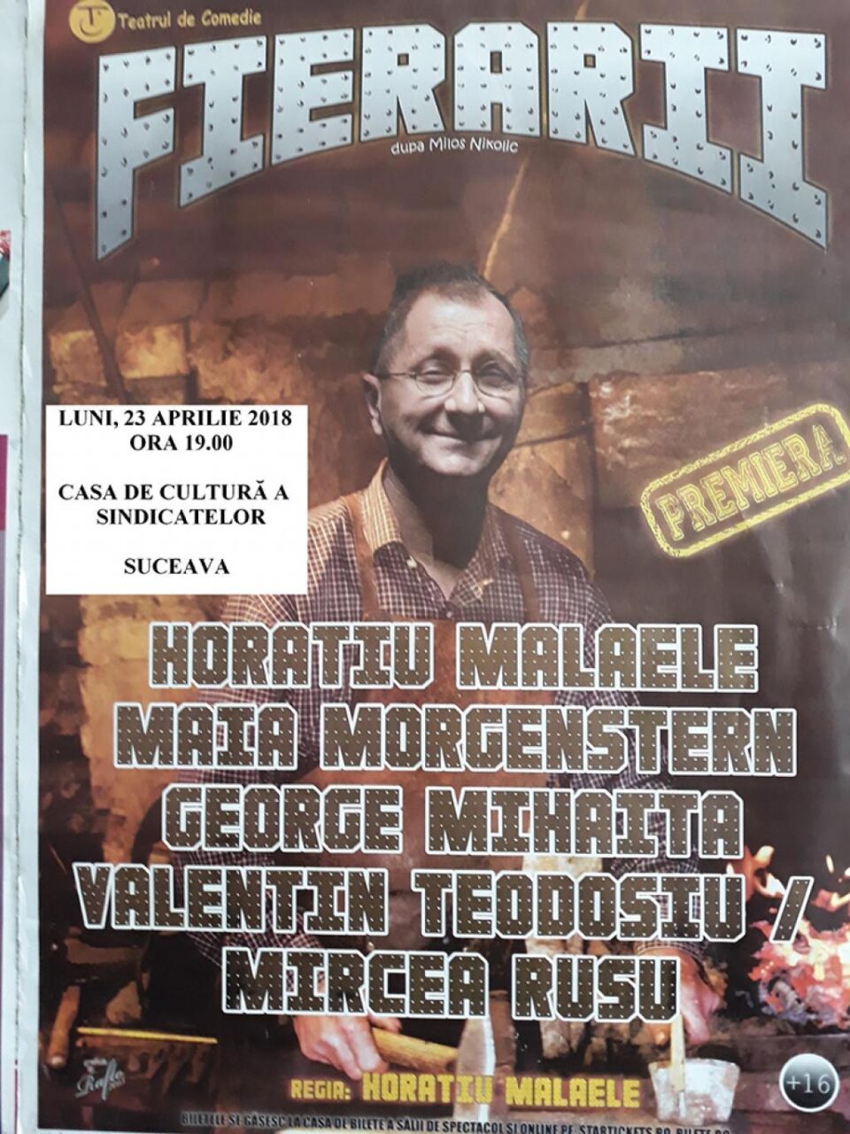 Maia Morgenstern și Horațiu Mălăele, în „Fierarii”, pe scena Casei de Cultură a Sindicatelor
