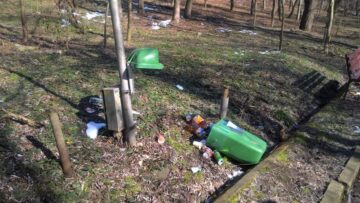 Pubelele din parcul Șipote, distruse și vandalizate aproape în totalitate