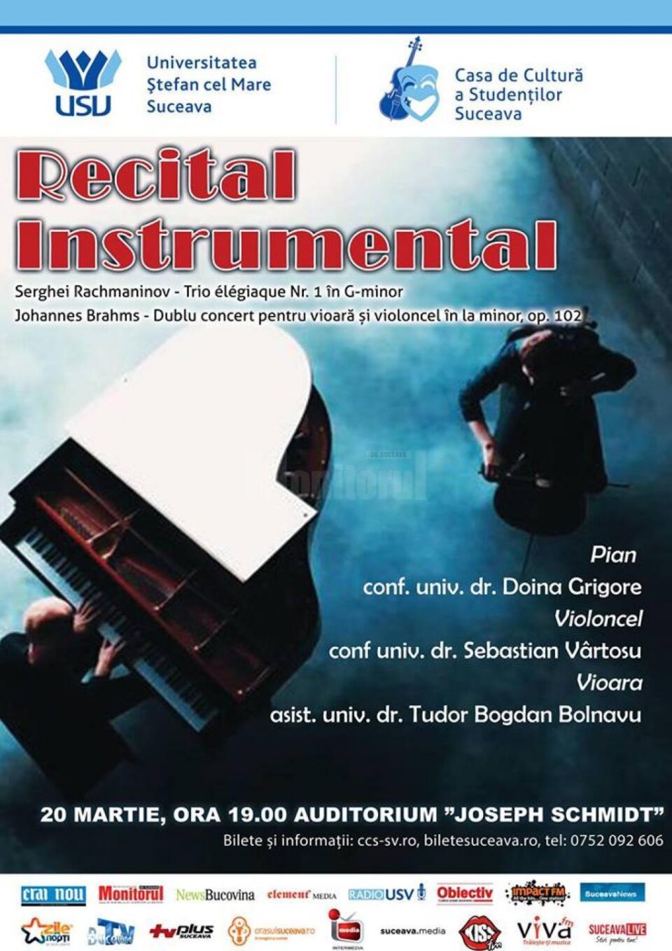 Recital instrumental, marți, pe scena Universității din Suceava