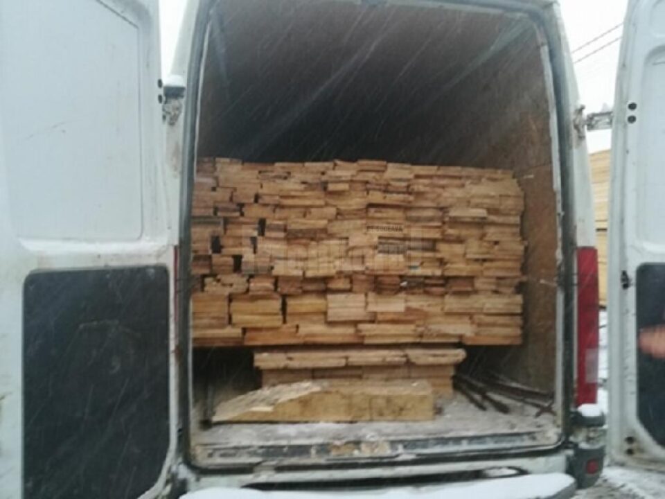 S-a ales cu amendă și cu autoutilitara confiscată pentru că transporta material lemnos fără documente de proveniență