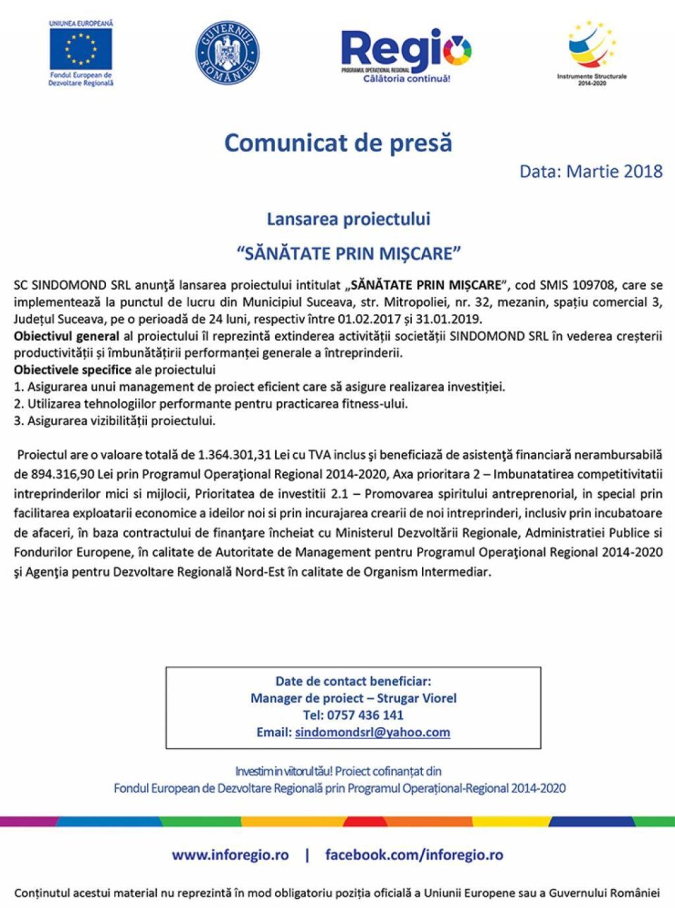 Lansarea proiectului “SĂNĂTATE PRIN MIȘCARE”
