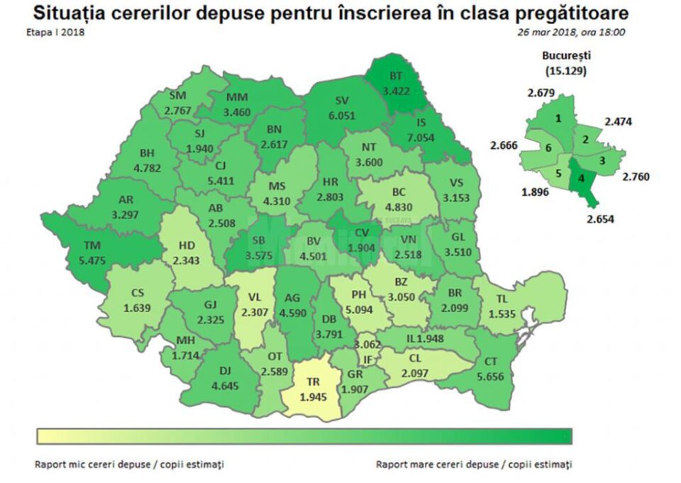 Județul Suceava, după București și Iași la numărul de cereri depuse pentru clasa pregătitoare