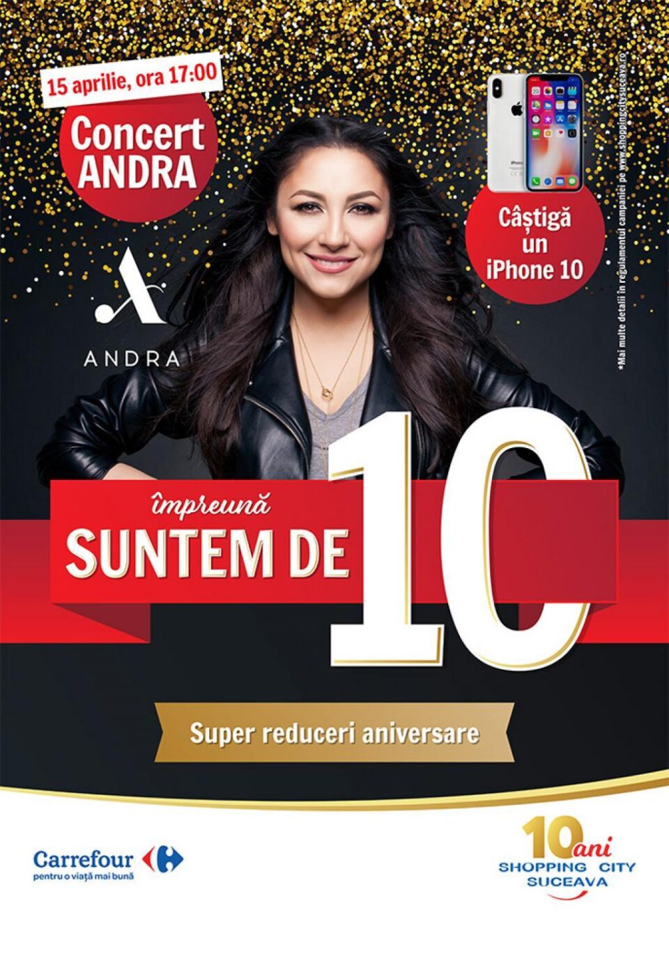 10 ani de Shopping City Suceava: Megaconcert ANDRA și un iPhone 10 la tombolă!