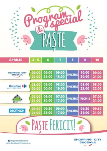 Programul de Paște în centrele comerciale și supermarketurile din Suceava