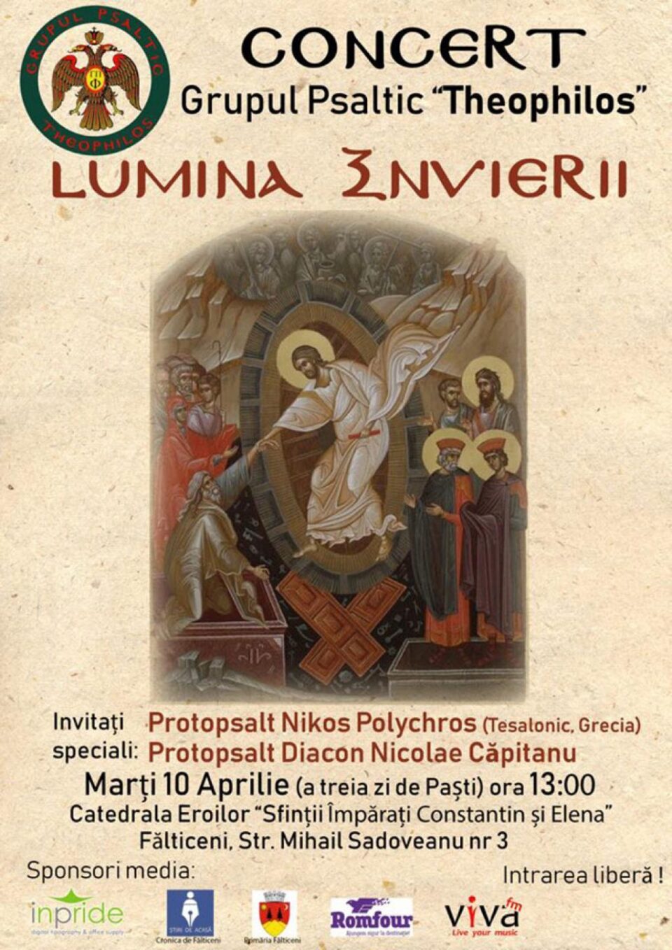 Concertul "Lumina Învierii", al Grupului Psaltic Theophilos, în a treia zi de Paște