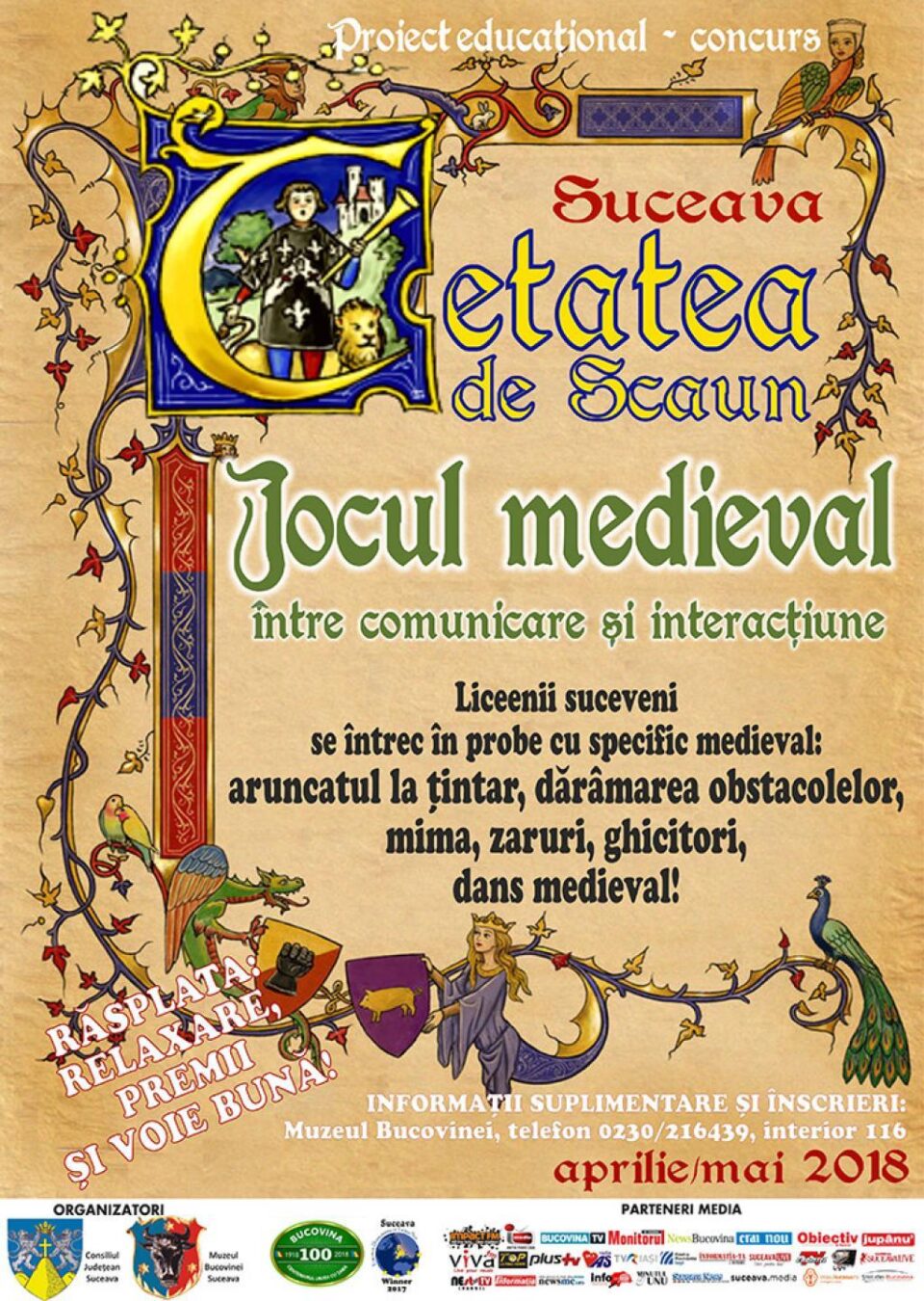 „Jocul medieval între comunicare și acțiune", proiect educațional – concurs, la Muzeul Bucovinei