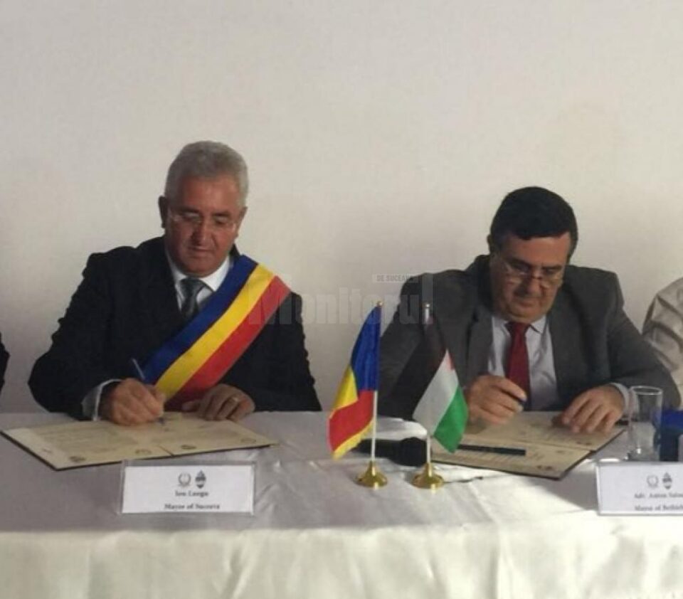 Primarul Sucevei, cu primarul din Bethlehem, Anton Salman, la semnarea parteneriatului de infratire 1 Primarul Sucevei, cu primarul din Bethlehem, Anton Salman, la semnarea parteneriatului de infratire 1