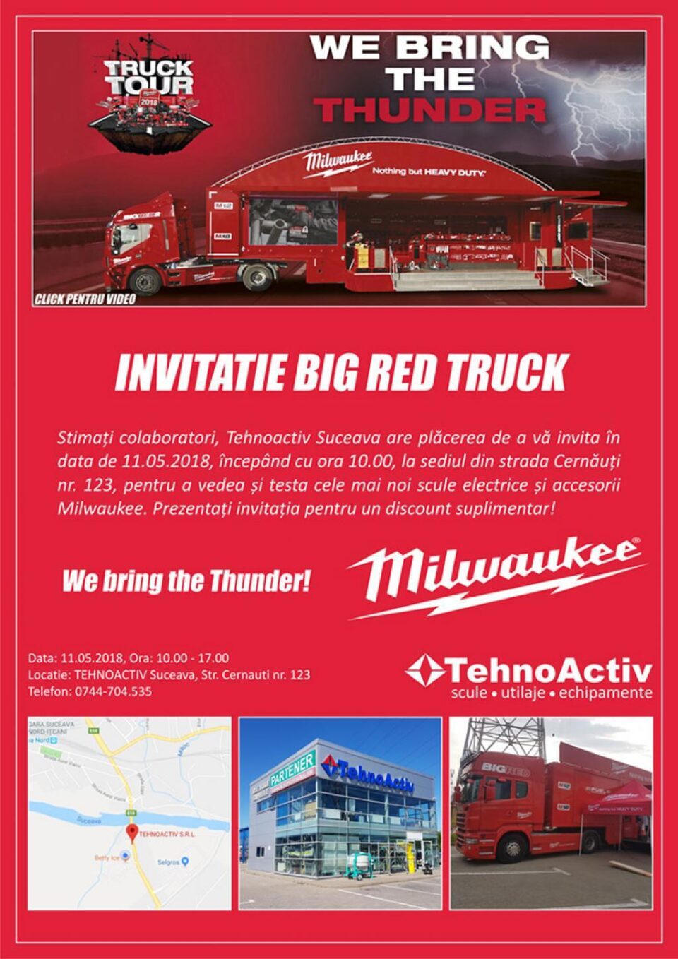 Caravana Milwaukee Big Red Truck – We bring the Thunder, eveniment unic în Suceava Caravana Milwaukee Big Red Truck – We bring the Thunder, eveniment unic în Suceava