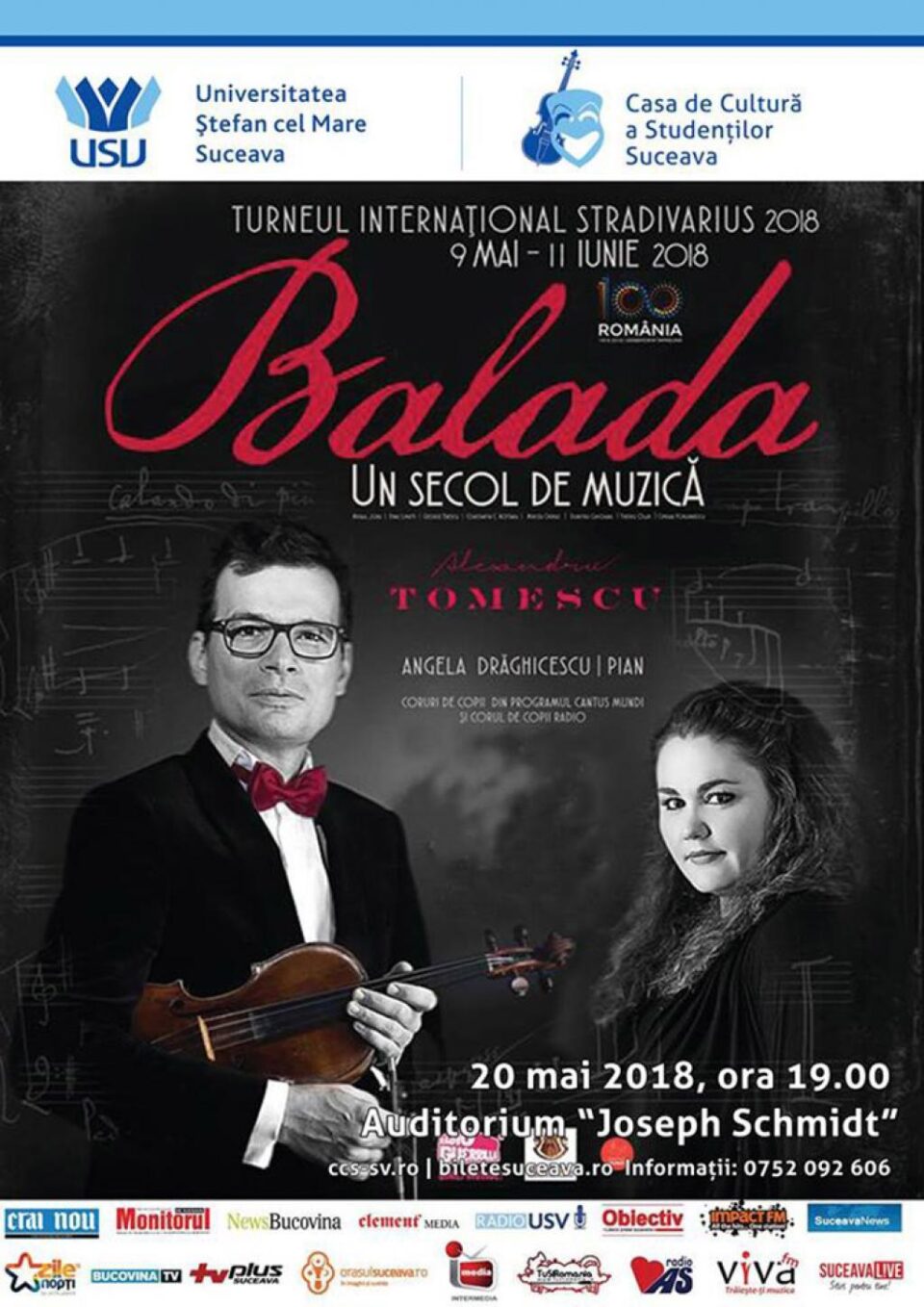 Turneul Internațional Stradivarius și Alexandru Tomescu fac escală la Suceava