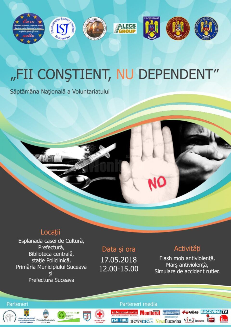 Marș Antiviolență, Antidrog, Antitutun și de prevenire a accidentelor rutiere, joi, în municipiul Suceava Marș Antiviolență, Antidrog, Antitutun și de prevenire a accidentelor rutiere, joi, în municipiul Suceava