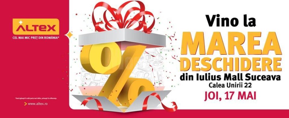 Promoții speciale, joi, la inaugurarea magazinului Altex din Iulius Mall Suceava