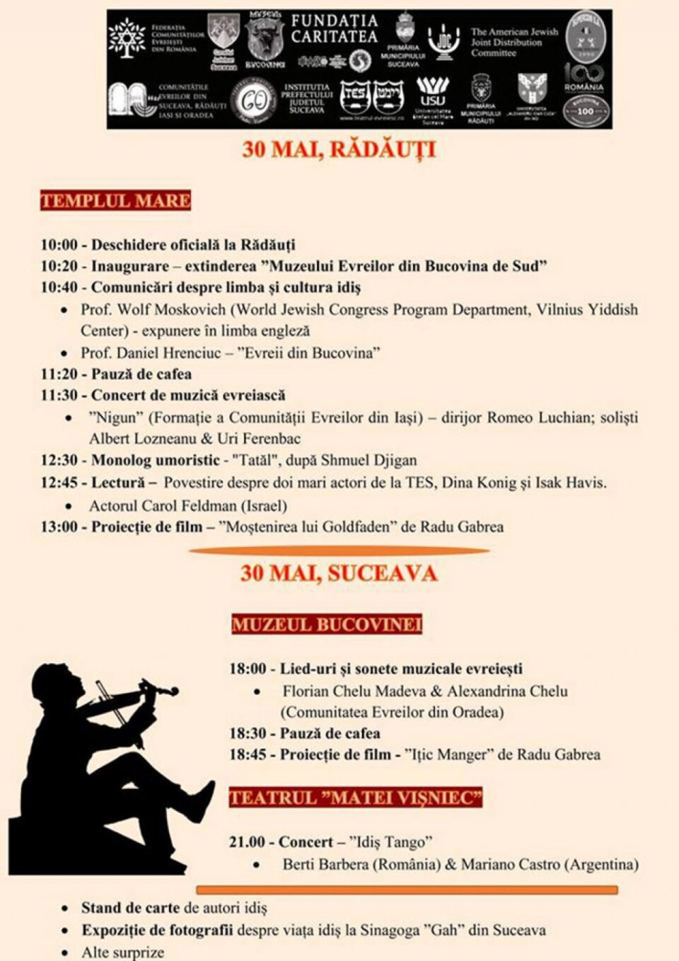 Festivalul „Ziua Limbii și a Teatrului Idiș”, ediția I, la Suceava și Rădăuți