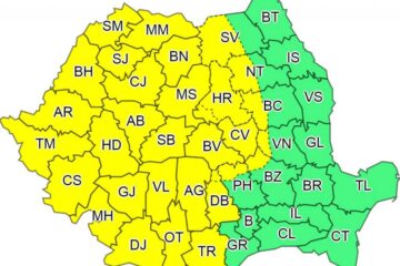 Cod galben de ploi torențiale, vijelii și căderi de grindină până vineri dimineața