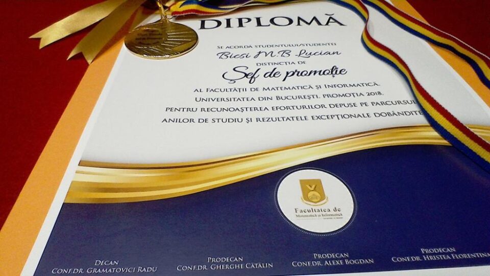 Tânăr sucevean, șef de promoție cu Magna Cum Laude la Universitatea din București, specializarea Informatică