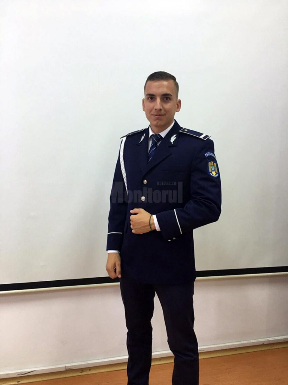 Marian Țabrea, elevul de 21 de ani al Școlii de Agenți de Poliție "Septimiu Mureșan" din Cluj-Napoca, care l-a prins cu curaj pe infractor