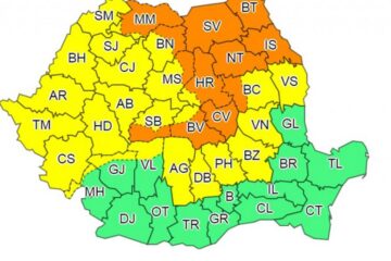 Cod portocaliu de ploi abundente pentru județul Suceava, până sâmbătă seara