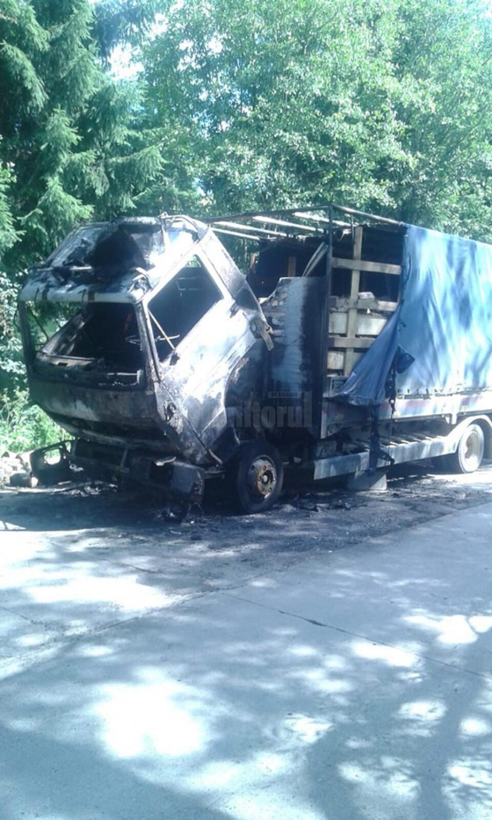 Camionul care a luat foc la Dorna Arini