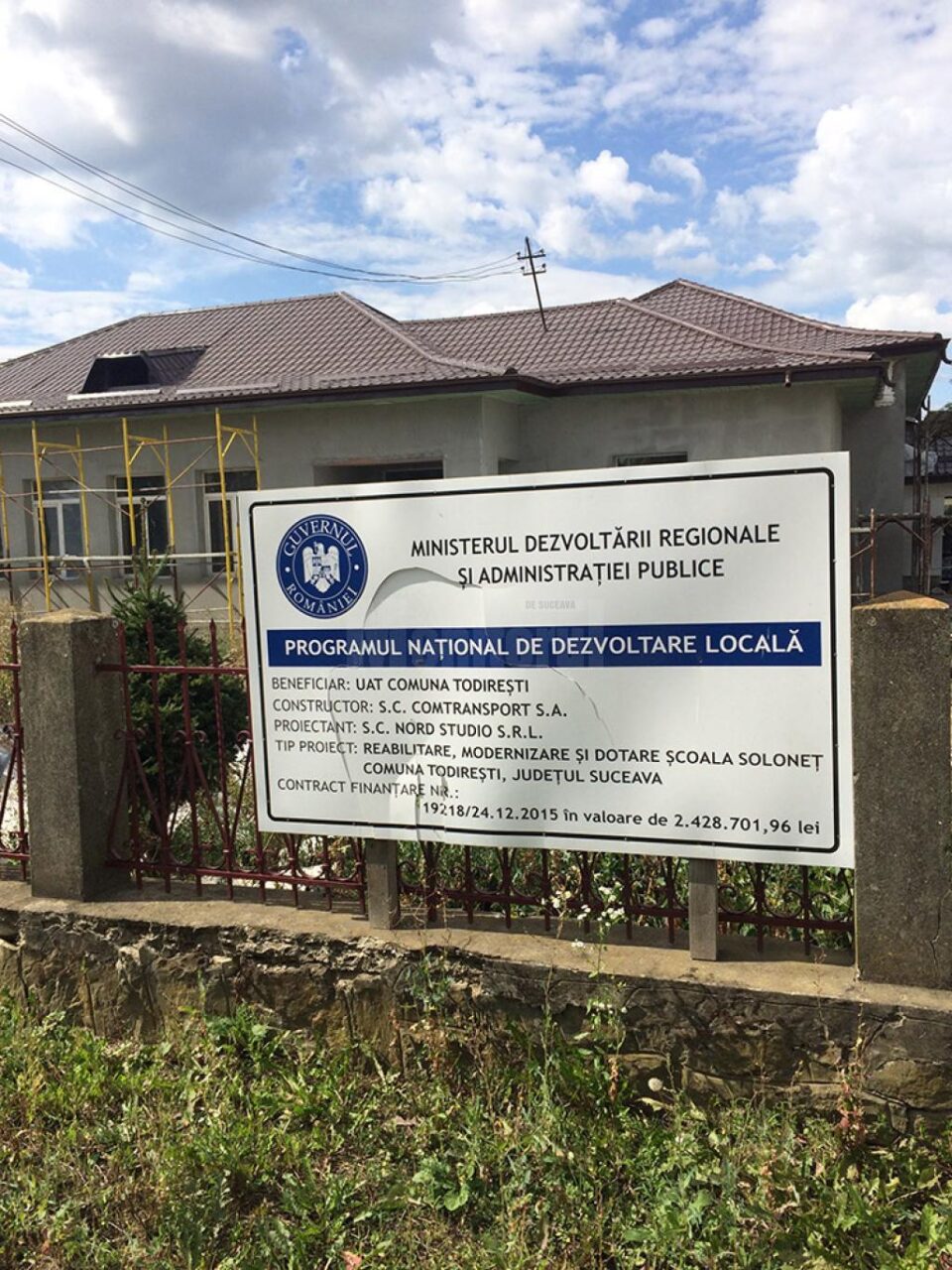 Proiectul de reabilitare a școlii din Soloneț, cu o valoare de aproape 2.500.000 de lei
