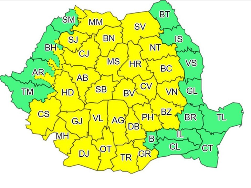 Cod galben de furtună în județul Suceava, timp de trei zile