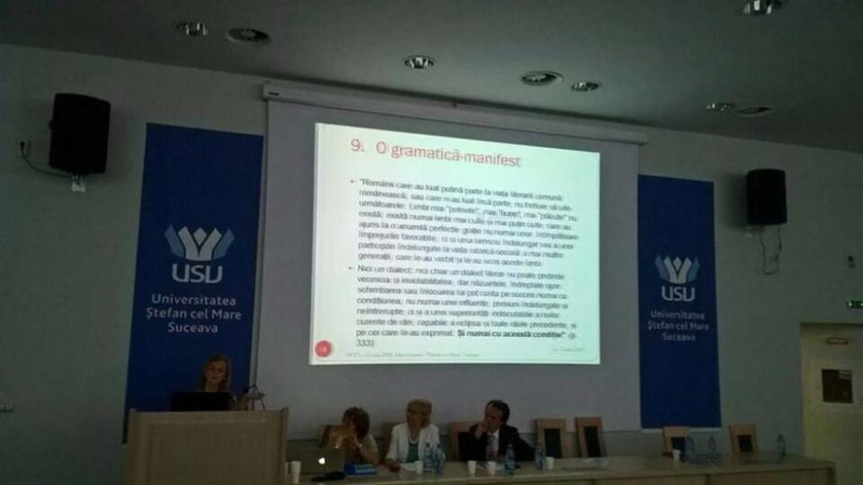 Profesorii universitari Antonietta Sanna, Elena Brîndușa Steiciuc, Mircea Diaconu, Luminița Turcu și Rodica Nagy