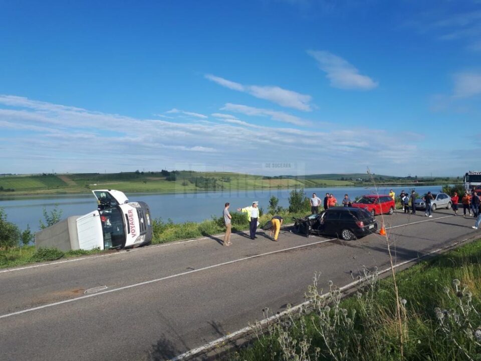 Accident cu patru mașini și șapte răniți pe E 85, la ieșirea din Fălticeni spre Bunești