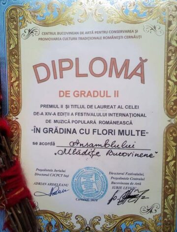 Ansamblul „Mlădițe Bucovinene” de la Școala Gimnazială Nr. 8 Suceava, premiat la Cernăuți