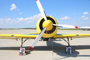 Avioanele au rămas la sol, având alături portretul comandorului Cornel Marinescuâ