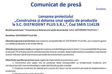 Lansarea proiectului „Construirea și dotarea unui spațiu de producție la S.C. DISTRIDENT PLUS S.R.L. 11, Cod SMIS 114128